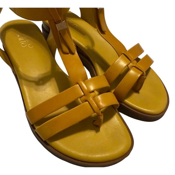 8.5 Womens Franco Sarto Dosha Mustard Gold Yellow Gladiator Sandals Shoes - Picture 4 of 10